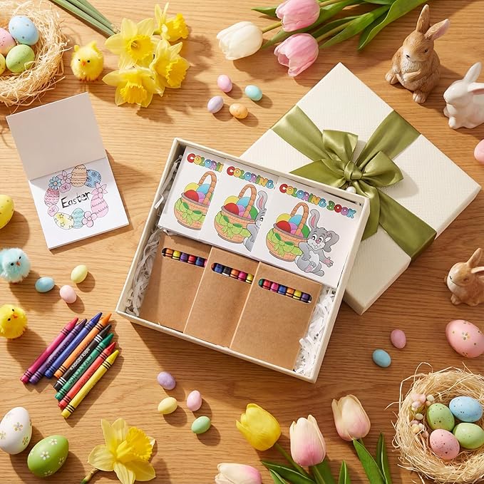 270 Pcs Mini Easter Coloring Books Bulk with Crayons, Easter Activity Books Basket Stuffer Gifts for Activity Classroom Gifts Home Party Favors Supplies