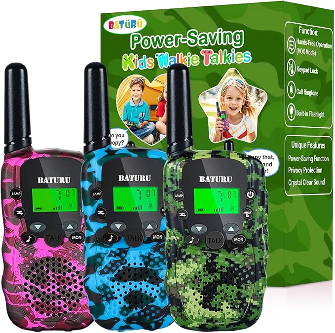 Walkie Talkies for Kids 3 Miles Long Range, 22 Channels Walkie Talkie with Clear Sound, Outdoor Camping Toys for Boys and Girls Age 6-8, Easter Basket Stuffers, Easter Gifts for Kids