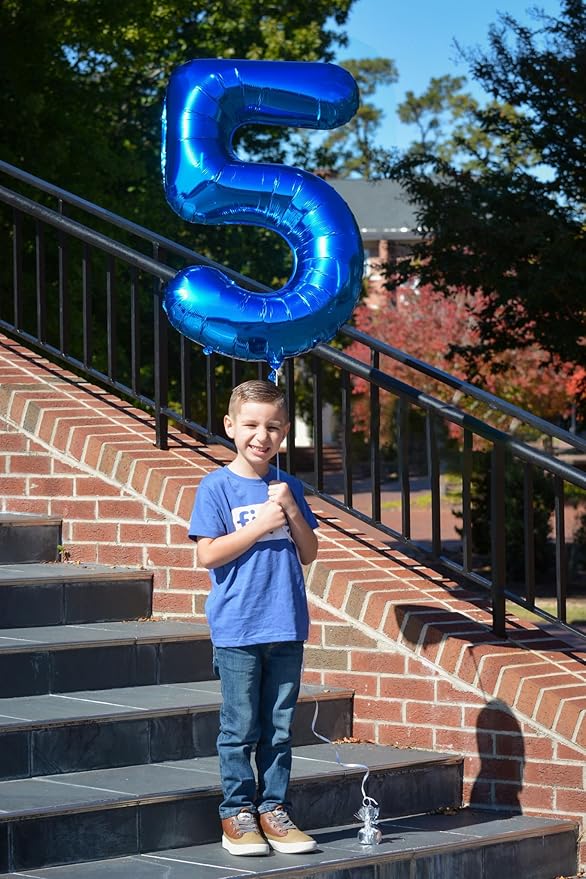 Navy Blue 5 Balloon, Number Balloon 40 Inch, Blue Party Supplies, 5th Birthday Balloon Decorations, 5 Number Balloons, Number 5 Balloon