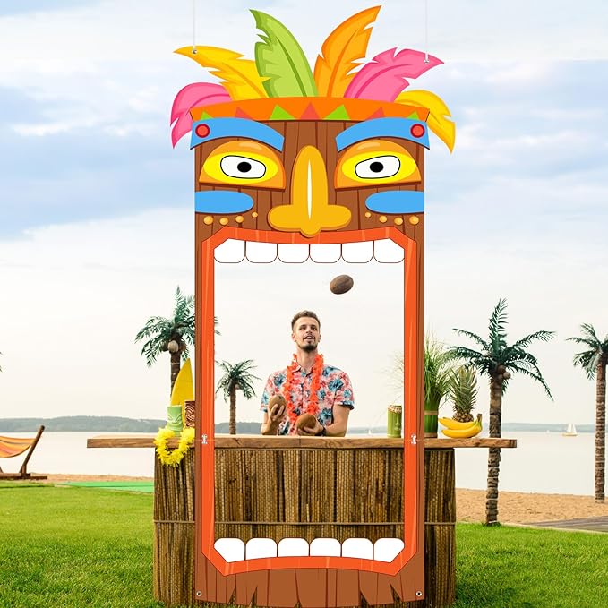 Namalu Hawaii Luau Party Decorations Tiki Totem Porch Banner Door Decoration for Photo Prop Backdrop Tropical Summer Aloha Birthday Party Supplies