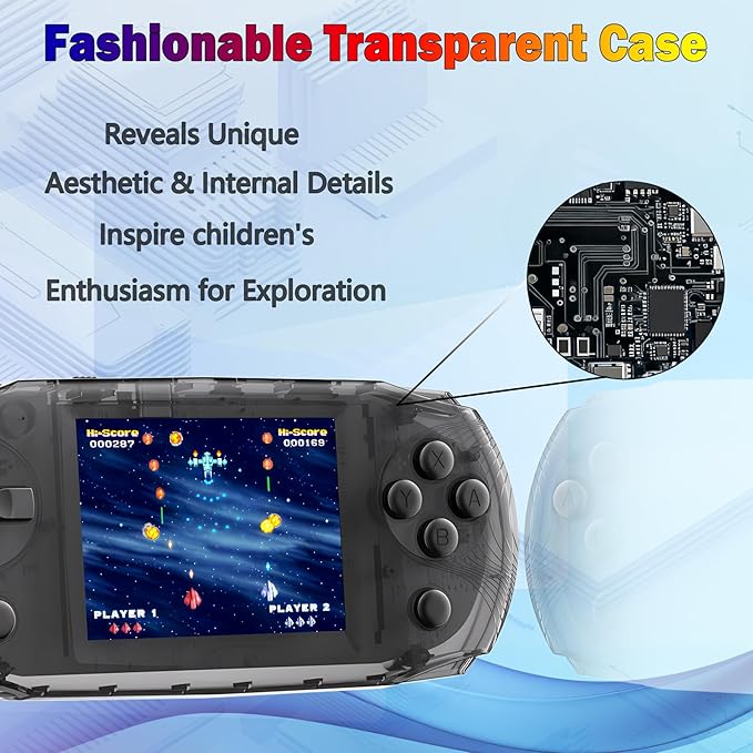 16 Bit 3.2" IPS Large Screen Handheld Game Console for Kids Preloaded 100 Retro Video Games, Portable Gaming System Rechargeable Battery, Mini Travel Electronic Toy Gifts for Boys Girls (Black)