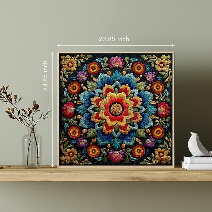 Mandala Flower Puzzles for Adults 1000 Pieces, Beautiful Floral Puzzle Embroidery Art, Colorful Impossible Hard Difficult Challenging Jigsaw Puzzles