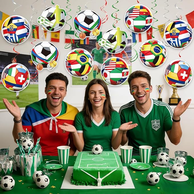 Soccer Hanging Swirls, 30Pcs Soccer Ball Ceiling Streamers Football Theme Party Swirls for Sport Event Game Hanging Decorations