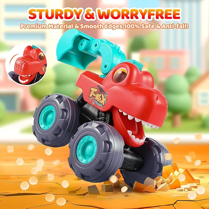 OCATO Dinosaur Monster Trucks for Toddlers 2-4 Years Dinosaur Toys for Kids 2 3 4 5, Kids Toys Boys 3-5 Baby Toddler Boy Toys Gifts Age 2 3 4 Birthday Gifts Xmas