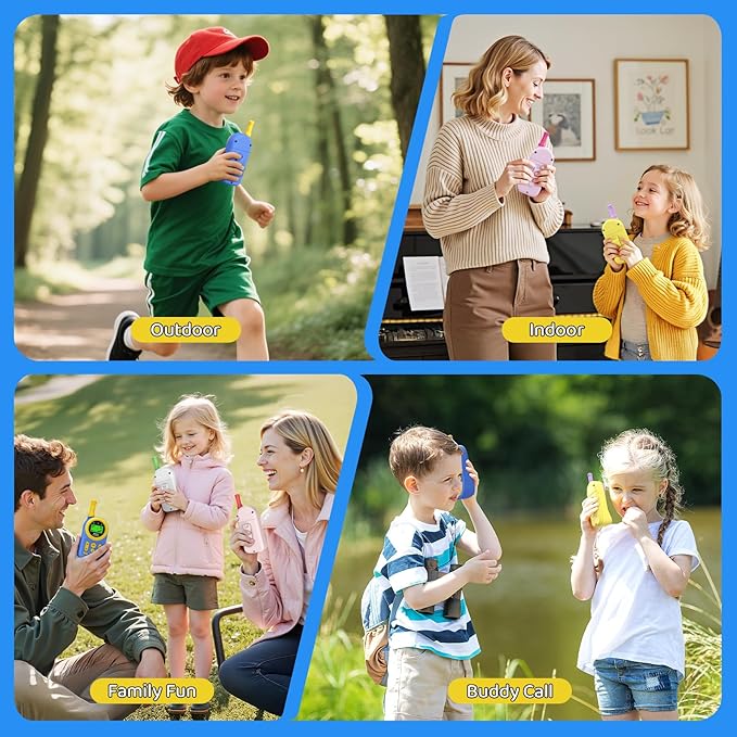 Walkie Talkies for Kids 2 Pack: 22 Channels 2 Way Radio Toys for 3-12 Year Old - VOX LED 3 Miles Long Range - Camping Hiking Birthday Boys Girls Blue