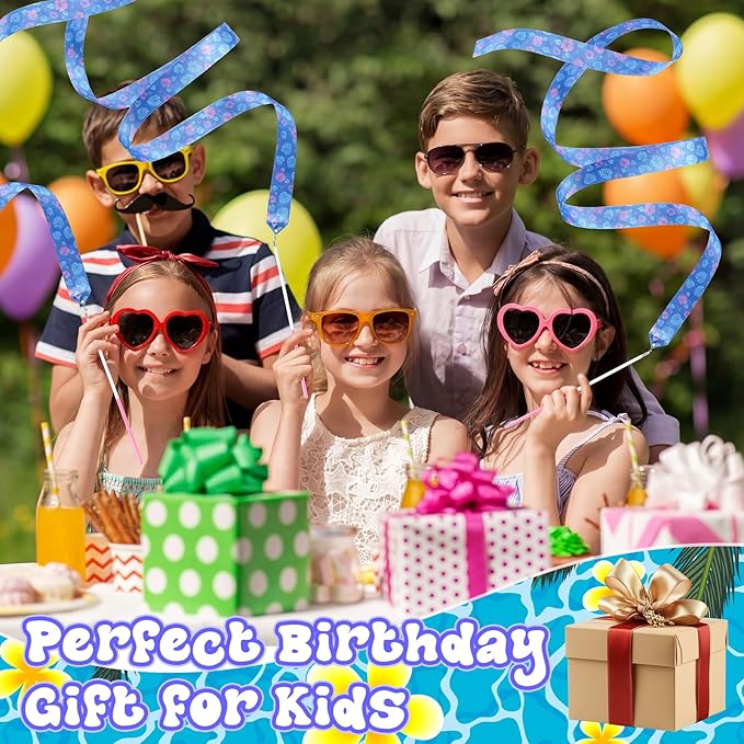 12 Pcs Hawaiian Princess Party Favors Ribbon Dancing Wands Gymnastics Ribbons Sticks Dance Streamers Dance Twirling Sticks for Girls Birthday Party Favors Supplies Goody Bag Stuffers Gifts