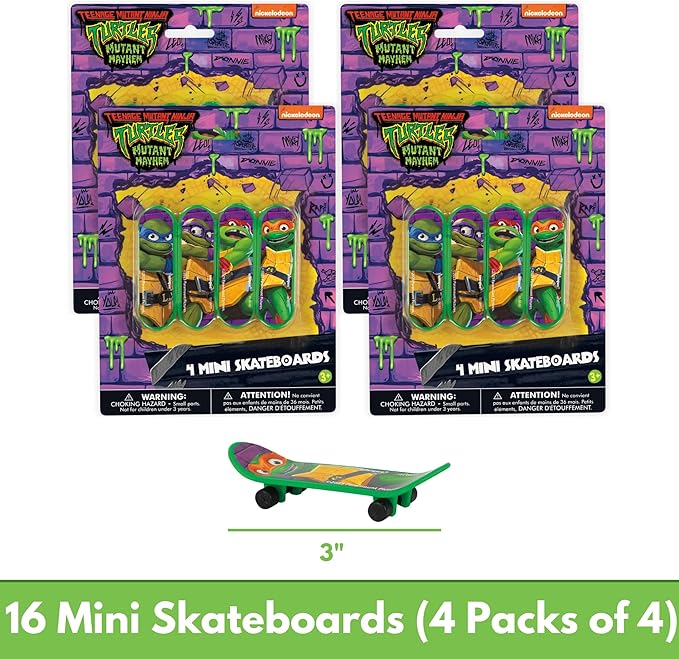 Unique Ninja Turtle Party Favors Pack - 16 Guests - TMNT Party Favor Bags, Sticker Sheets, Mini Skateboards, Checklist - Teenage Mutant Ninja Turtle Party Decorations & Supplies