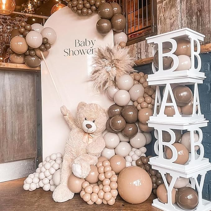 Neutral Balloon Arch Kit,Beige Nude Light Brown Tan Sand White Balloons for Boy Girl Bear Baby Shower Decorations Boho Wedding Bridal Engagement Anniversary Birthday Party Supplies