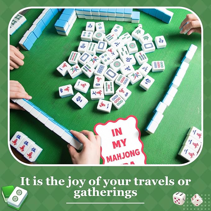 Soulchen 2 Pcs Mahjong Tile Mixer Shufflers for Mixing and Shuffling Tiles Plastic Mahjong Accessories Gifts for Lovers Games Decorative Printed Design (White Style)