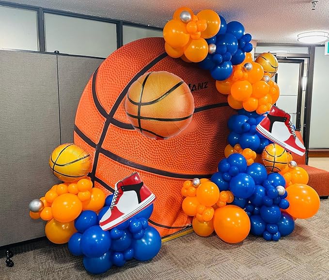 Basketball balloons sports party supplies basketball shoes balloon basketball snesker shoes balloon for men teen boys birthday party decoration