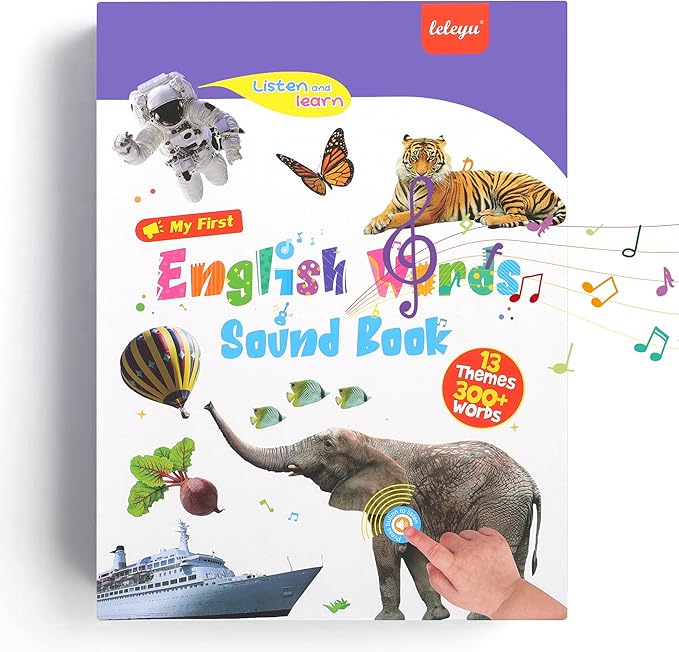 English Words Sound Book -Total 300+Words, 13 Themes, Interactive Audio Sound Books for Toddlers, Autism Sensory Games, Early Educational Gifts,Birthday Gift for Toddlers Kids Age 3 4 5