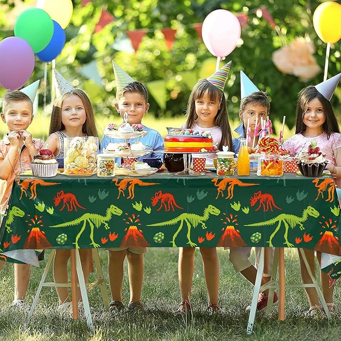 Staraise 3 Pieces Dinosaur Birthday Decorations Party Tablecloth, Dinosaur Table Cover PE Waterproof Rectangle Tablecloth for Kids Boy Birthday Classroom Dino World Party Decorations, 51.2X 86.6inch