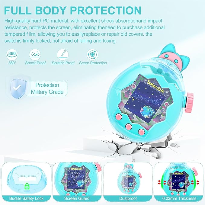 for Tamagotchi Paradise Clear Case and Replacement Lid Set, Ideal for DIY Fans, Collectors and Display, for Paradise Tamagotchi Accessories, with Lanyard (No Device/Film)