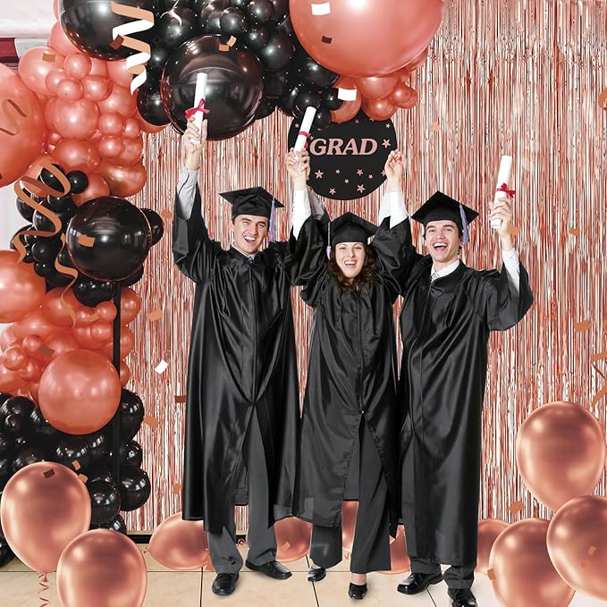 3 Pack 3.3 x 9.9 ft Rose Gold Foil Fringe Backdrop Curtain, Streamer Backdrop Curtains, Streamers Birthday Party Decorations, Tinsel Curtain for Parties, Galentines Decor, Photo Booth