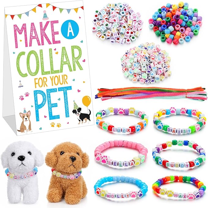 1041 Pcs Adopt a Puppy Pet Party Supplies DIY Kit, Puppy Adoption Station Package Supplies Make a Collar for Your Pet for Dog Birthday Party
