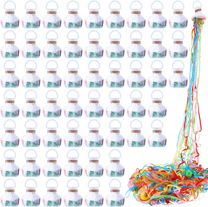 Civaner 30 Pcs Colorful No Mess Streamer Poppers for Wedding Confetti Hand Throw Streamers Paper Cracker for Wedding Celebrations Birthday Graduation Retirement Engagement Party Supplies Decor