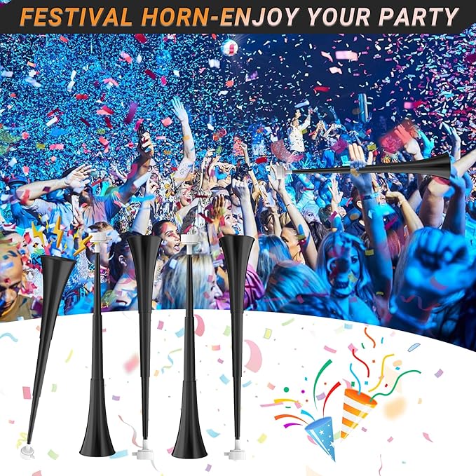 Collapsible Stadium Horn 24 Inch Vuvuzela Plastic Trumpet Horn Blow Horn Noisemakers Loud Sound Soccer Horn Cheer Horn for Sporting Events Graduation Games School Party Supplies Favors Accessories