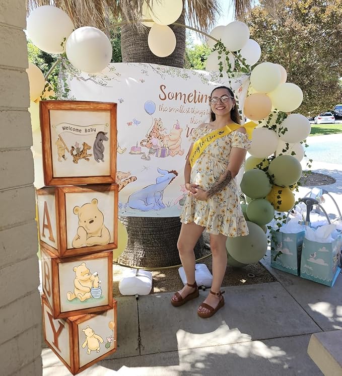 Classic Winnie Baby Shower Boxes Decoration Winnie Baby Boxes For Balloons Arch Decor Newborn Gender Reaveal Supplies Party Photo Props Centerpieces(4 PCS)