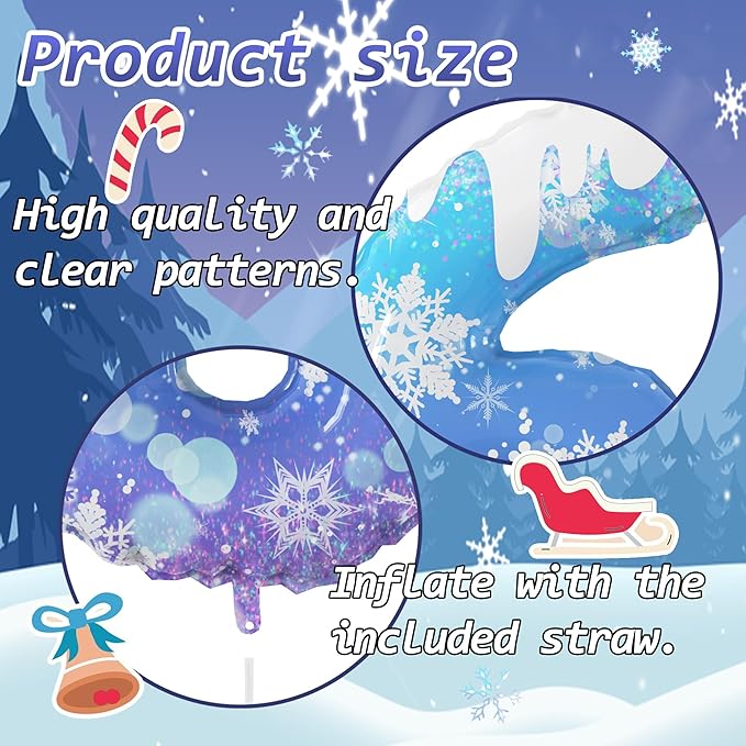 40 Inch Frozen Balloon Balloon Number 6 Birthday Balloons Decorations for Girls Birthday Snowflake Themed Party Supplies Winter Party Decorations (Blue Snowflake, number 6)