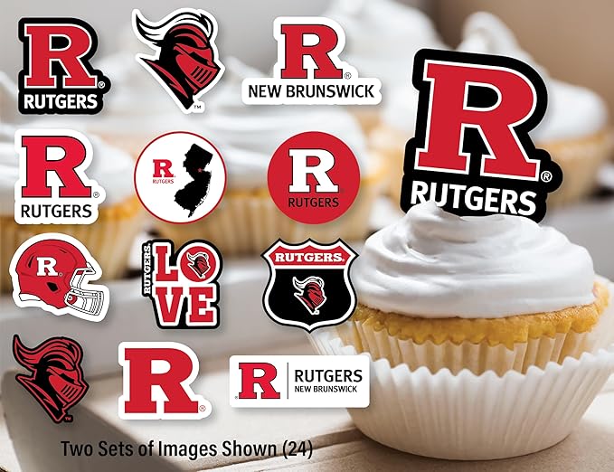 Rutgers Cupcake Topper Party Supplies for Football, Birthday, Graduation Party Decorations (24 Pieces) (Rutgers Scarlet Knights)