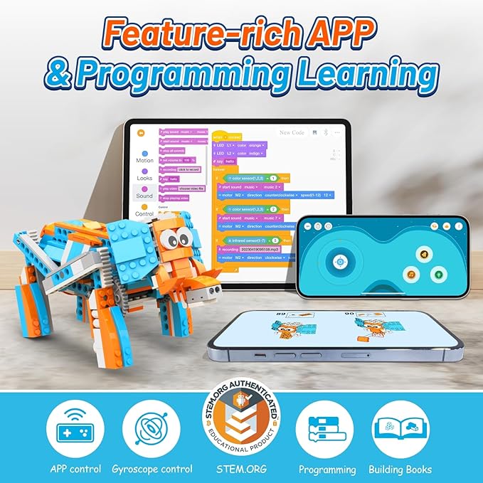 Robot S Robot Building Kit, 10 in 1 Programmable APP RC Robot/Car Robotics Coding Kit, STEM Projects Educational Birthday Gifts for Boys Girls Kids Aged 7-12 (389 Pcs)