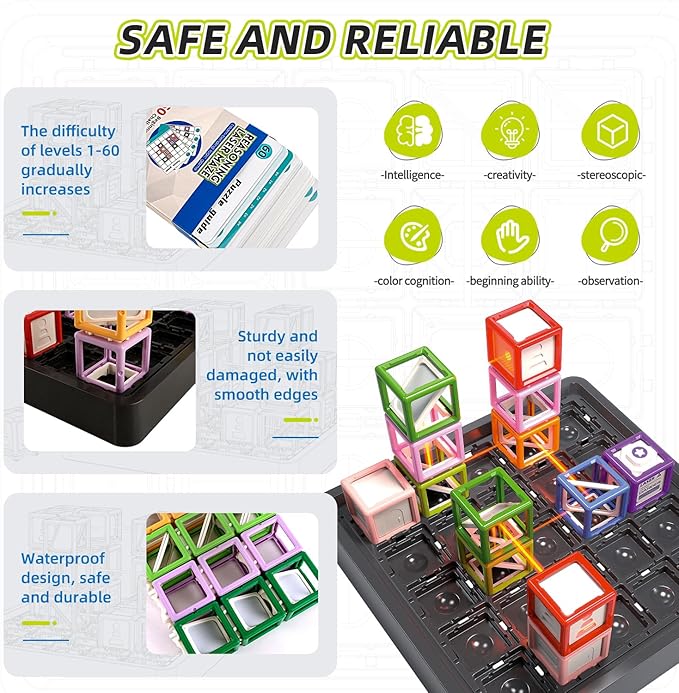 Laser Reasoning Game Set, STEM Toys for Ages 8-13, 60 Level Board Challenges Games for Kids 8-13, Learning Education Puzzle Toys for Space & Logic, Boys and Girls Christmas/Easter/Birthday Gift