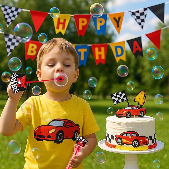 Race Car Party Favors for Kids – 24PCS Racing-Themed Bubble Wands, Great for Birthday Supplies, Pinata Fillers, Goodie Bags & Classroom Rewards