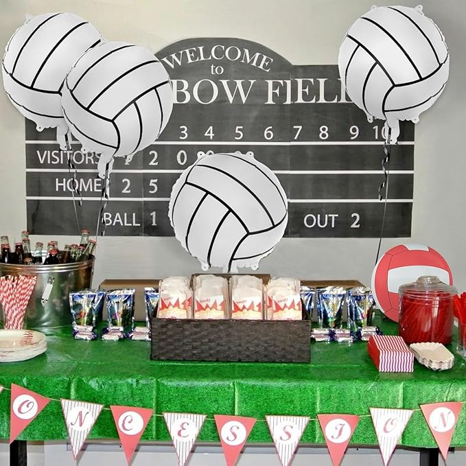 Volleyball Foil Balloons, 6 Pcs Volleyball Sports Balloons, Small Volleyball Helium Mylar Balloons for Volleyball Sports Themed Birthday Party Decorations Supplies
