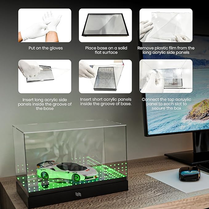 HarmonyHaven Premium Acrylic Display Case with Infinity Mirror & Multi-Color LED Lighting - Sturdy 4mm Design, Remote-Controlled Lights, Simple Assembly - Collectibles, Action Figures, Sports Figures