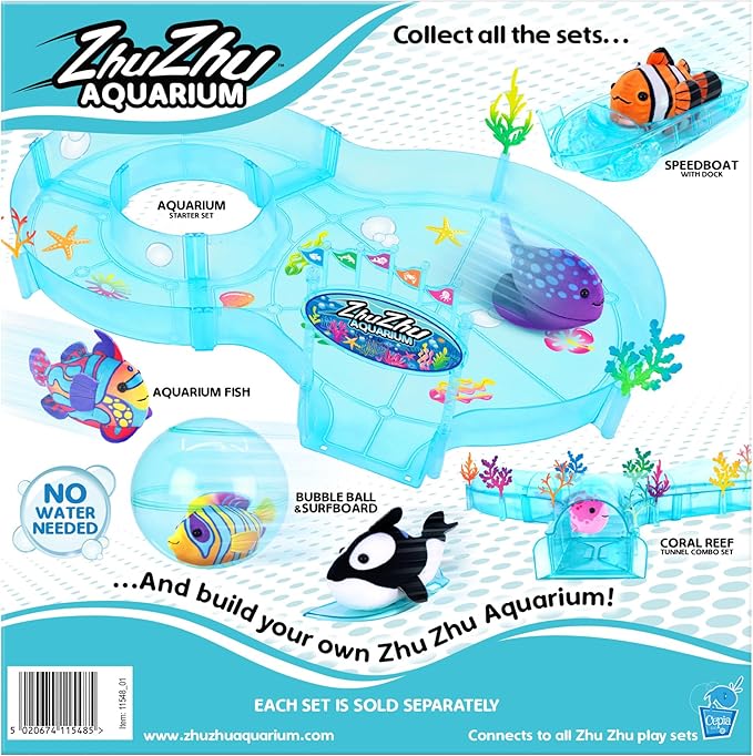 John Adams Zhu Zhu Pets | Zhu Zhu Aquarium Submarine Playset (Fish Sold Separately) | Electronic Pets | Ages 4+, Blue