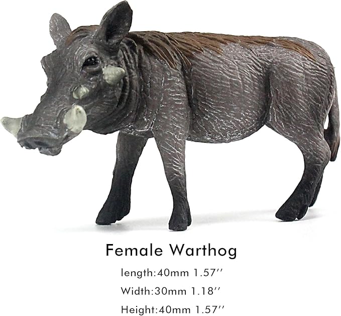 FUNSHOWCASE African Jungle Animals Toy Warthogs Figure Realistic Plastic Figurine Playset Lot 3-Piece