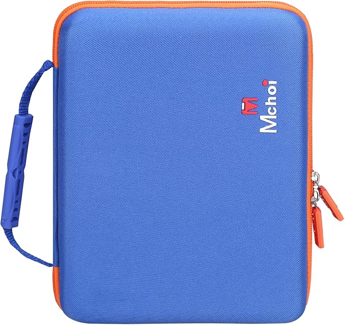 Mchoi Shockproof Carrying Case for Hot Wheels 20 Cars, Case Only (Blue, Yellow, Orange Zipper)