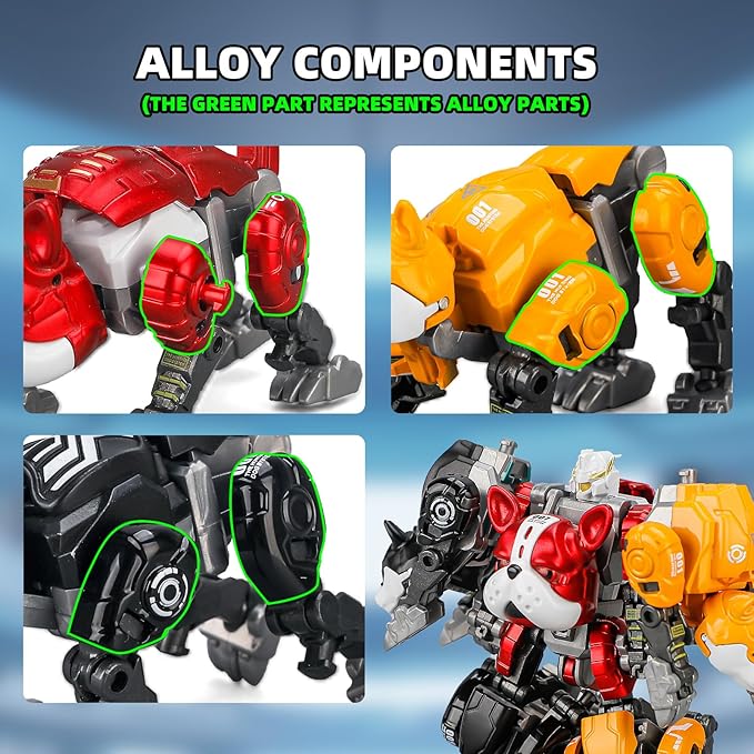 3-in-1 Transforming Robot Toys, Animal Transform to Robots Toy, 7 Shapes Deformation Alloy STEM Educational Toy for Kids 3+ Year Old, Birthday Christmas Party Gifts for Boys & Girls Age 4-6 6-8 8-12