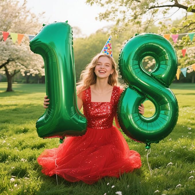 40 Inch Balloon Number 8 Green, Large Foil Green Number Balloons 8 18 28 for Girls Women, Digital 8 Helium Balloons for 80 88 Birthday Party Supplies Anniversary Event Celebration Decorations