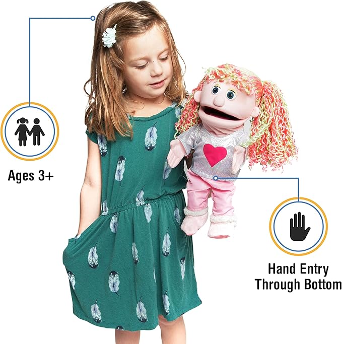 14" Kimmie, Pink Girl, Hand Puppet