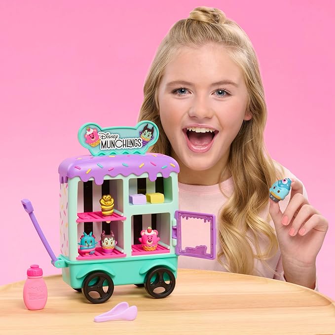 Disney Munchlings Ice Cream Cart, 13-Piece Color Change Figure Playset, Kids Toys for Ages 3 Up by Just Play