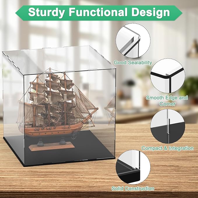 Clear Acrylic Display Case, 12 x 12 x 12 Inch Assemble Clear Acrylic Display Box Dustproof for Action Figures/Model/Statues/Collectibles/Doll/Toys/Home Storage
