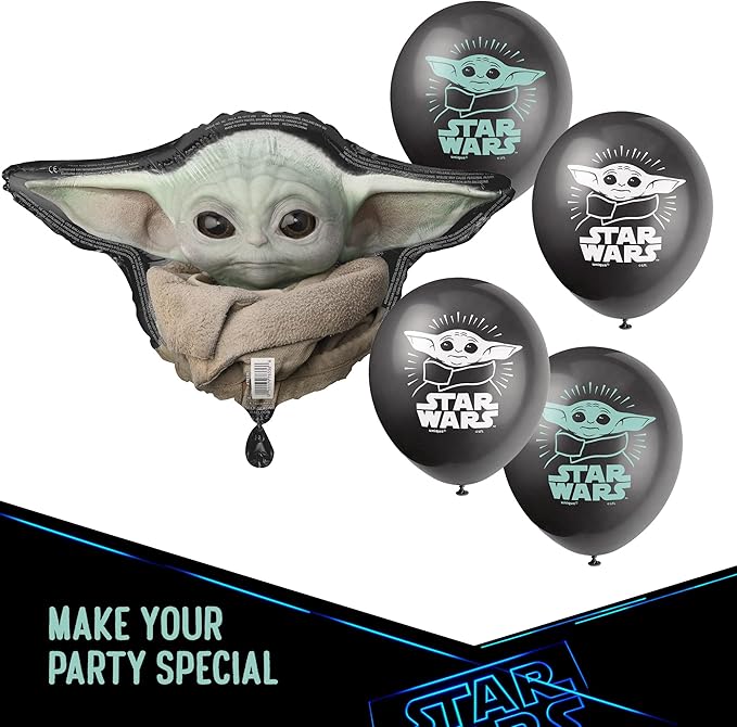 Baby Yoda Themed Happy Birthday Party Balloons Kit, Latex & Foil Balloons with The Child , 19 Balloon set, Perfect for Birthday days, garland, favors & Mandalorian Decorations or Star Wars Supplies
