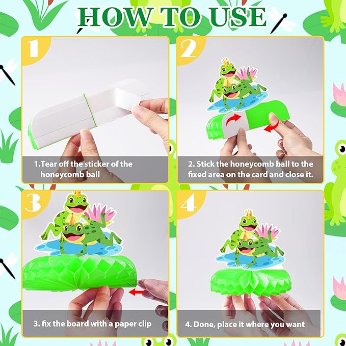 Frog Birthday Decorations Include Frog Happy Birthday Banners Hanging Swirls Honeycomb Centerpieces Princess Prince Frog Theme Party Supplies