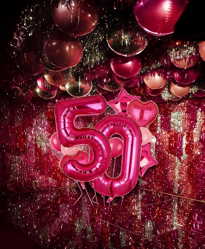 40 Inch Number Balloons Hot Pink 50 Large Number Balloon Anniversary Event Celebration Bachelorette Cowgirl Let's Go Girls Pink Themed 40st Birthday Party Decor Supplies 10 Pcs