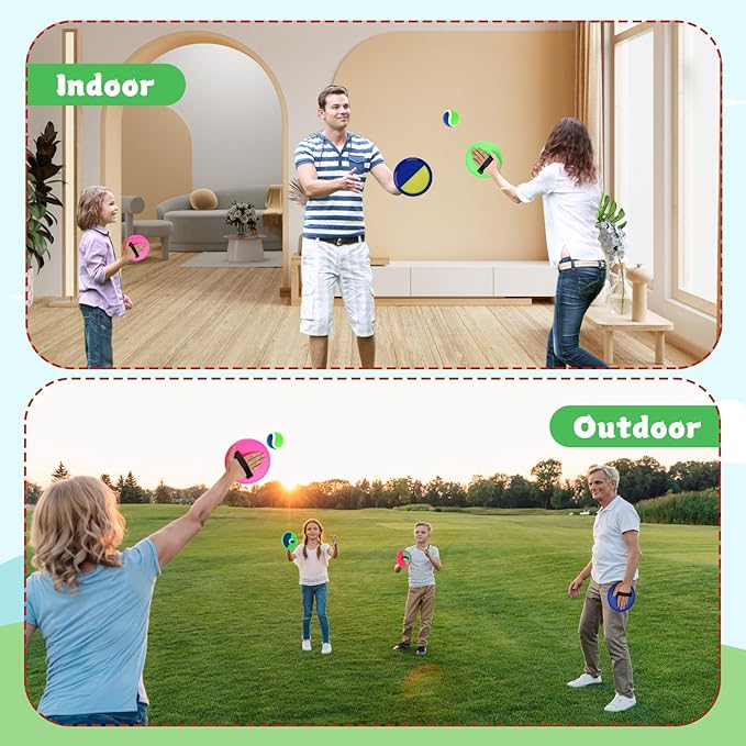Toss and Catch Ball Game – Outdoor Catch Toy for Kids, 8inch Catch Ball Racket for Adult Backyard Beach Playground Play, 3-12 Years Boys Girls Birthday Gifts