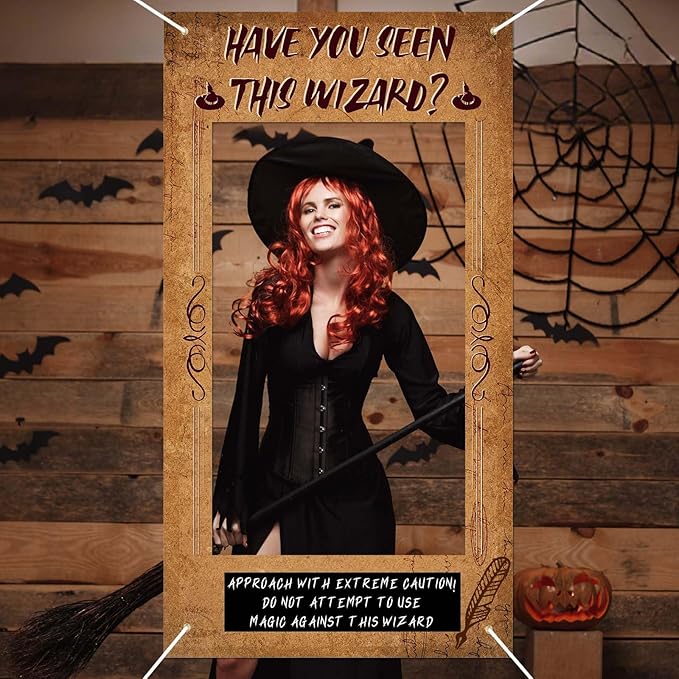 Large Wizard Photo Booth Prop Magical Wizard Party Decoration Have You Seen This Wizard Inspired Photo Booth Frame Selfie Banner Backdrop for Wizard Birthday Party School Classroom Decoration Supplies
