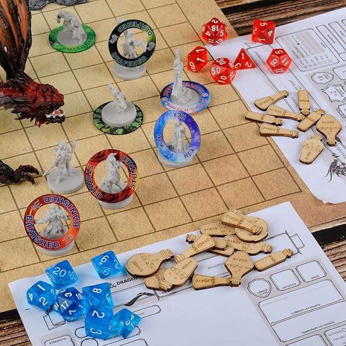 Healing Potion Tokens Set of 21 Wood Laser Cut and Etched DND Accessories for Dungeons and Dragons 5th Edition