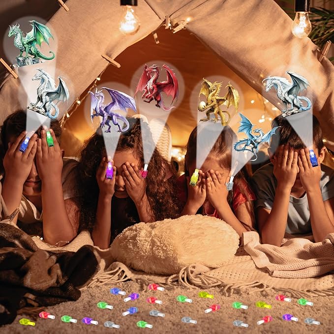 36 PCS Dragon LED Finger Lights Medieval Party Favors Glow in the Dark Light Up Finger Lights Magic Themed Toys Bulk for Birthday Party Goodie Bag Stuffer Birthday Gifts Classroom Prize