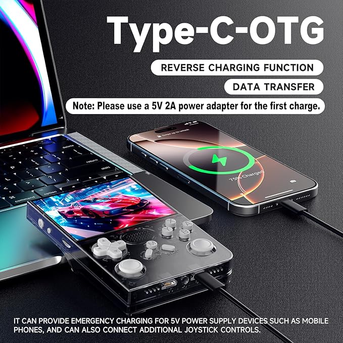 R40 Retro Handheld Game Console - Open Source System,3.5" IPS Screen, 18,000+ Classic Games, 128G TF Card, 3000mAh Battery, Portable Gaming Player for Travel, Retro Gaming Console, Black