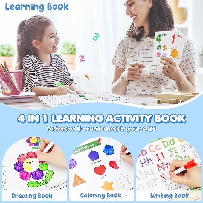 Busy Book for Toddlers 3-5,Preschool Learning Activities,Montessori Learning Educational Toys, Tracing Activity Coloring Books for Kids Ages 4-8, Autism Sensory Travel toys,Back to School,Easter Gifts