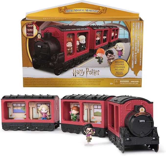 Wizarding World Harry Potter, Micro Magical Moments Hogwarts Express Collectibles Display & Carrying Case with 3 Figures, Kids Toys for Ages 6 and up
