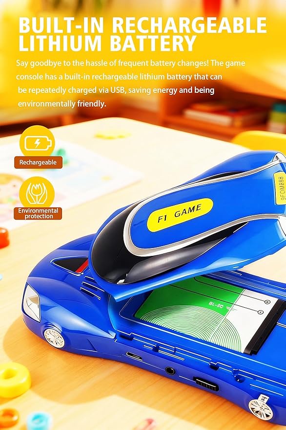 Children Game Console 3-inch Screen Sports car Design 250 64-bit Games TV Connectable Portable Video Games for Indoor/Outdoor/Travel Perfect Birthday/Holiday for Kids