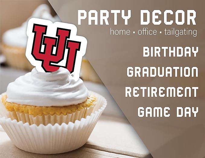 University of Utah Cupcake Topper Party Supplies for UofU Football, Birthday, Graduation Party Decorations (24 Pieces) (Utah Utes)