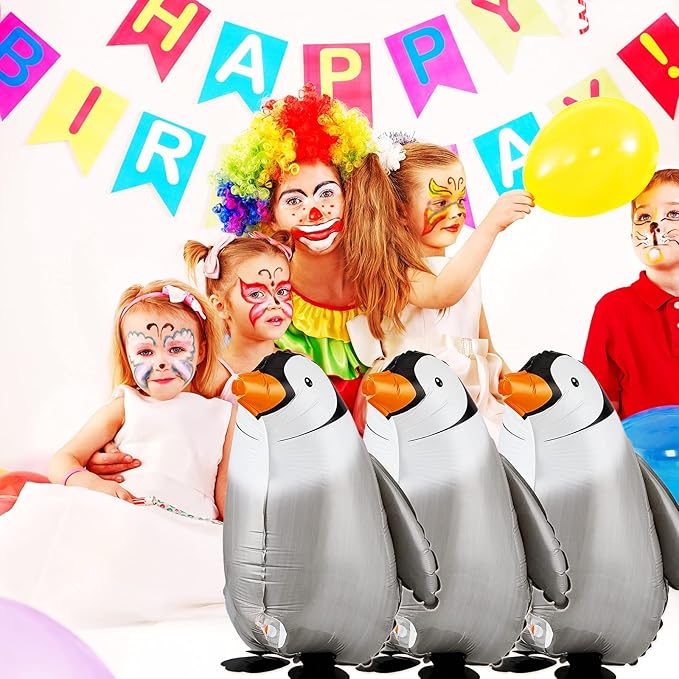 6 Pieces Walking Penguin Balloons Penguin Foil Pet Walking Animal Helium Balloons for Baby Shower Birthday Party Decoration Supplies
